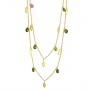 Multi-Color Tourmaline and Leaf Charm Necklace